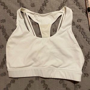 Fabletics White Strappy Cross Back Sports Bra
